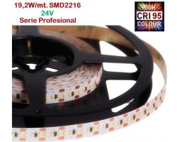 Tira LED 5 mts Flexible 24V 96W 1400 Led SMD 2216 IP20 Blanco Cálido, Serie Profesional IRC >95